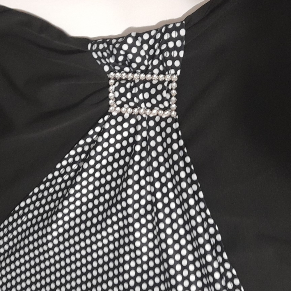BLACK AND WHITE POLKA  LONG SLEEVE BLOUSE SIZE 4XL - Picture 12 of 13